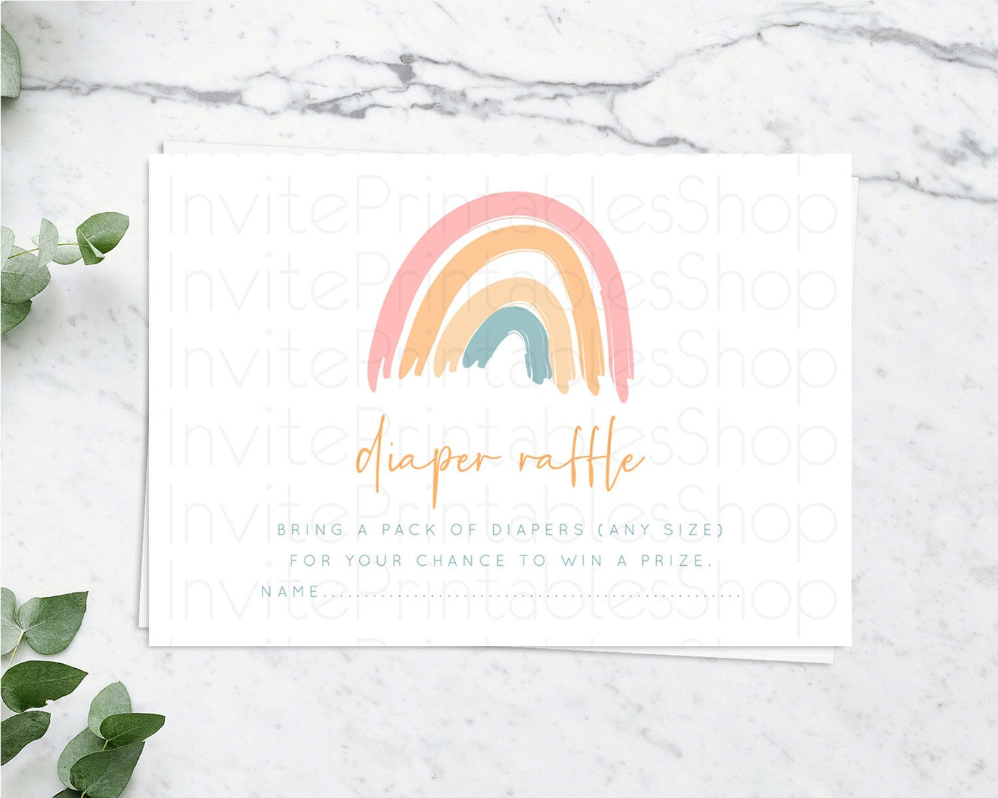 Pastel Rainbow Diaper Raffle Card Boho Rainbow Diaper Insert Boho Rainbow Diaper Ticket Pastel Watercolor Baby Shower Raffle Game D10351