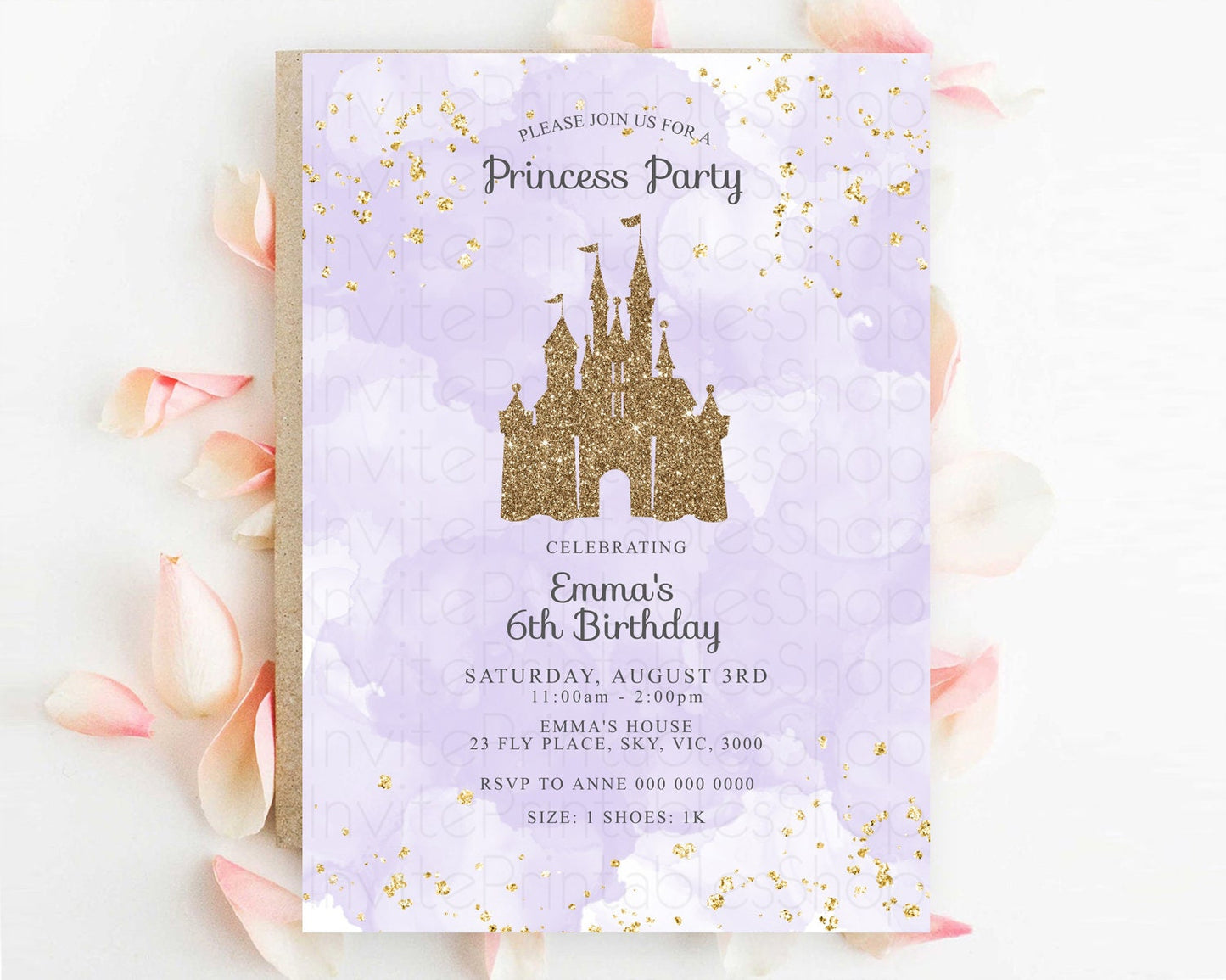 Princess Birthday Invitation Princess Invitation Pastel Invitation Royal Birthday Rainbow Color Enchanted Castle 1st First Birthday D10701