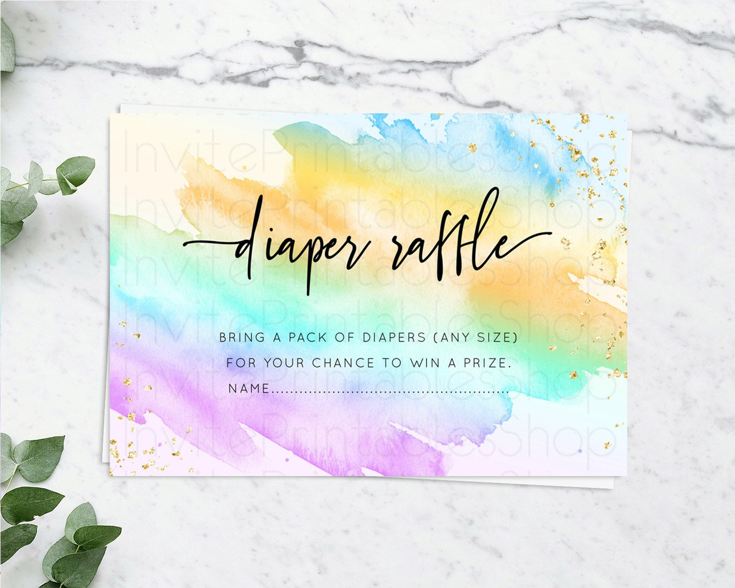 Pastel Diaper Raffle Card Pastel Rainbow Diaper Raffle Insert Colorful Ombre Watercolor Diaper Ticket Confetti Glitter Raffle Game D10425