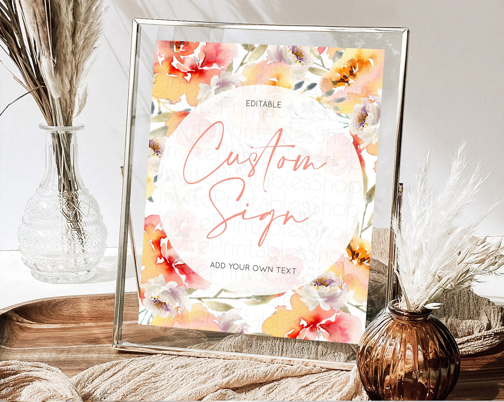 Editable Wildflower Floral Table Sign Decor Secret Garden Sign Template Past
