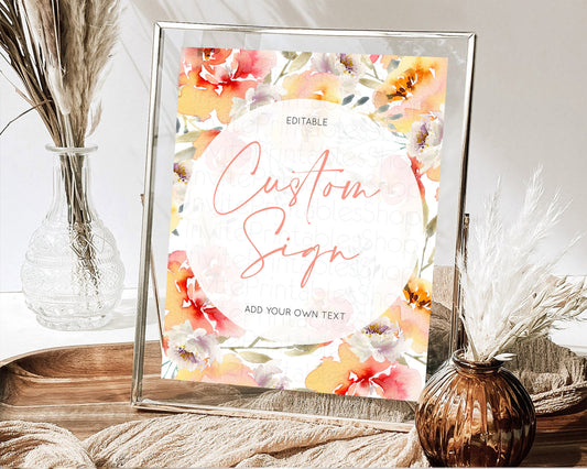 Editable Wildflower Floral Table Sign Decor Secret Garden Sign Template Past