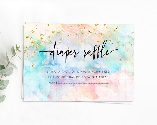 Editable Pastel Diaper Raffle Card Pastel Rainbow Diaper Raffle Insert Color