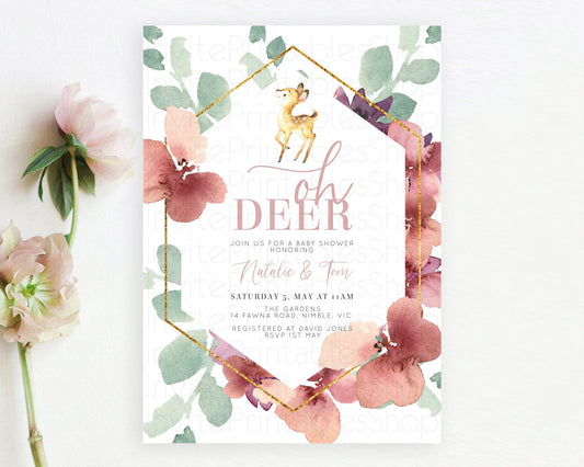 Editable Fawn Baby Shower Invitation Deer Baby Shower Invites Enchanted Fore