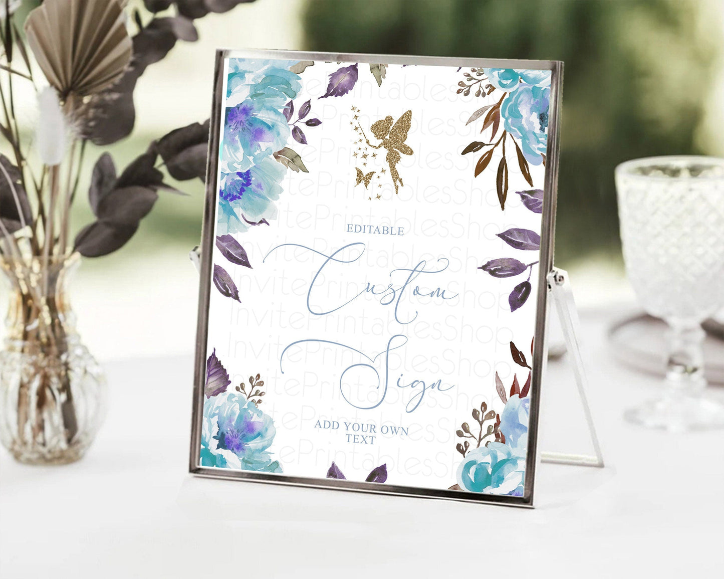 Fairy Sign Enchanted Garden Table Sign Decor Pastel Floral Butterfly Party Secret Garden Birthday Baptism Baby Shower Bridal Shower D10728