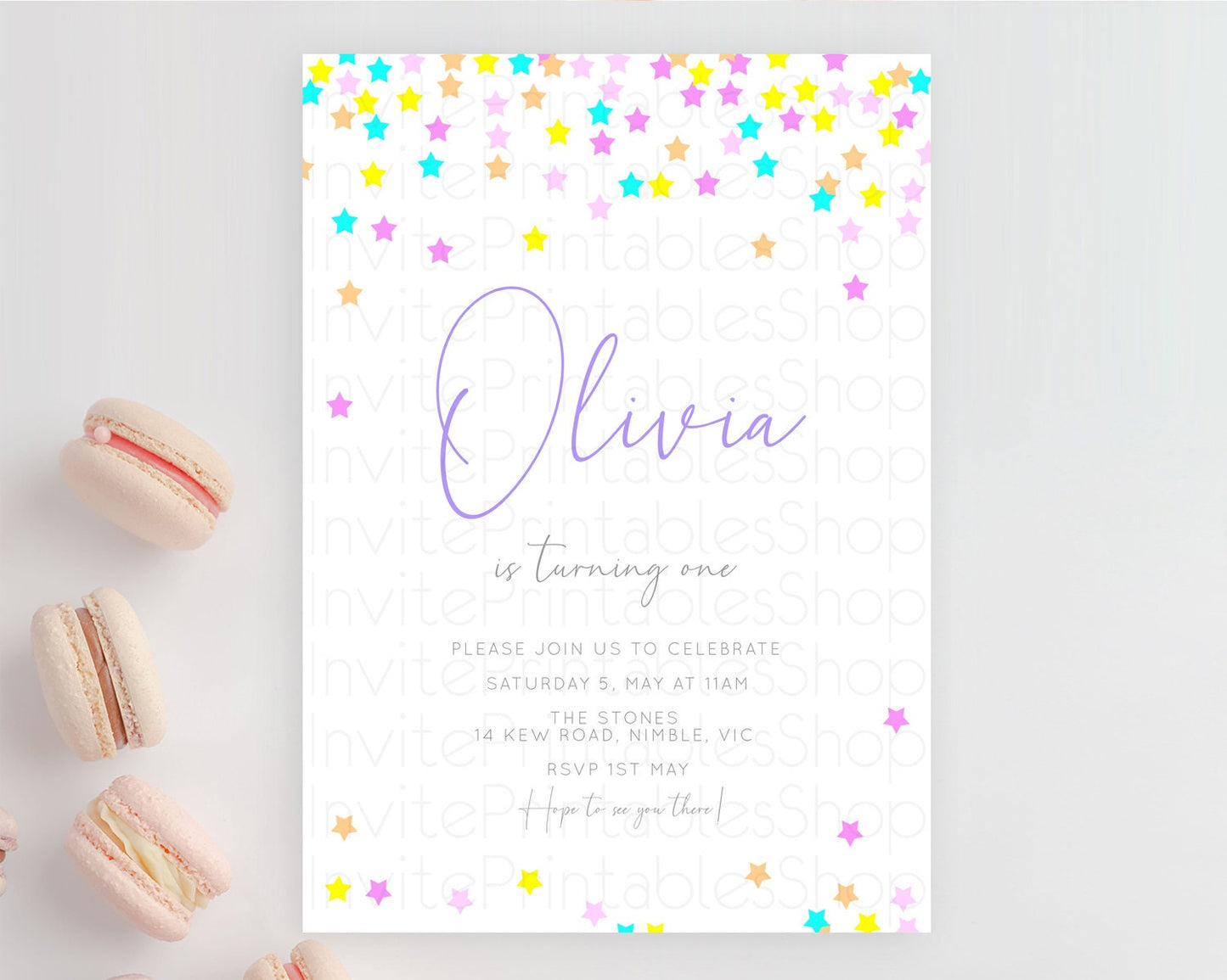 Editable Star Birthday Invitation Pastel Stars Invite Shooting Star Party Ra