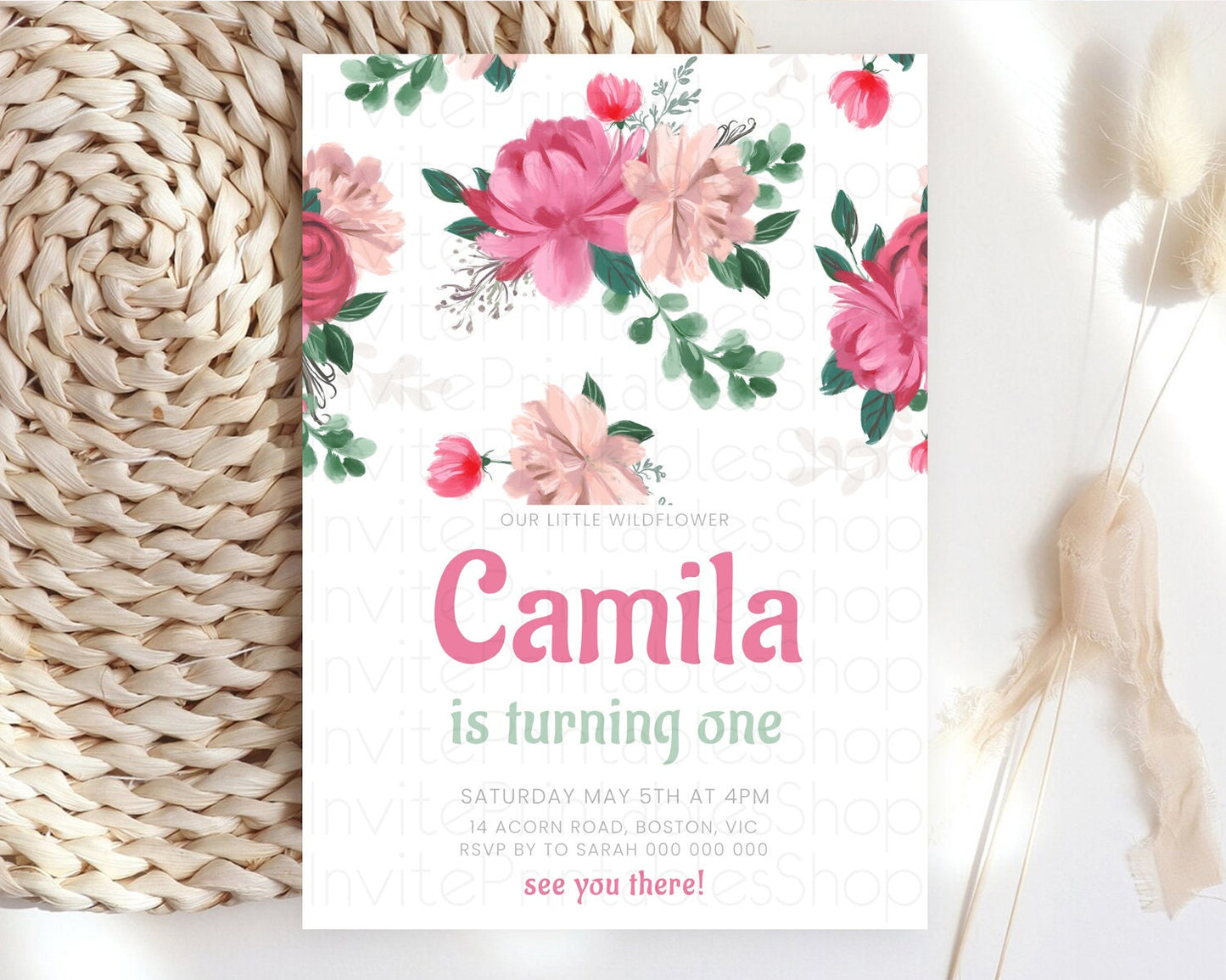 Editable Secret Garden Invitation Wildflower Birthday Invitation Pastel Flow