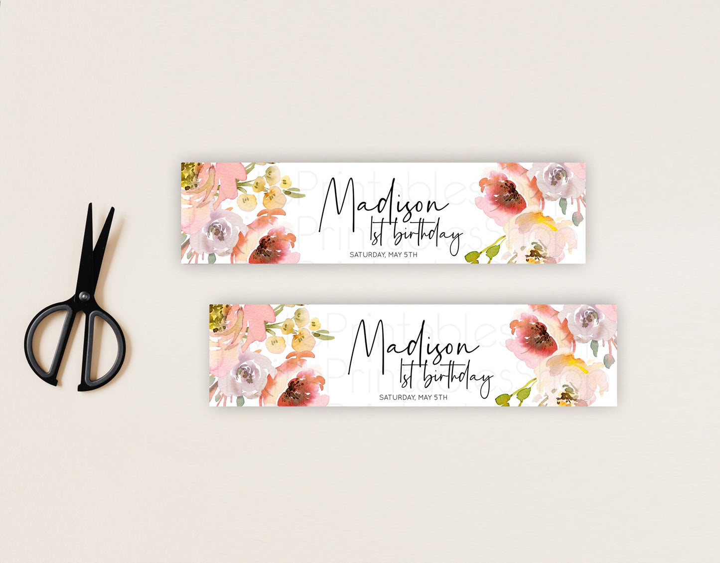 Wildflower Water Label Template Secret Garden Water Label Pastel Floral Garden Party Decor Boho Flowers Birthday Baby Shower Wedding D10194