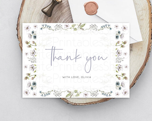 Editable Secret Garden Thank You Wildflower Thank You Card Pastel Flower Gar