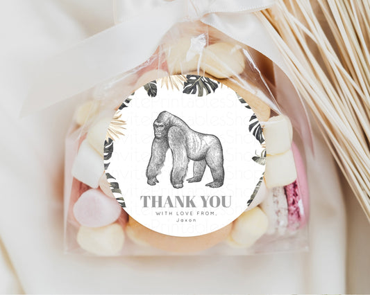 Gorilla Tags Gorilla Favor Tags Gorilla Gift Tag Lolly Bag Tag Loot Bag Tags Bonbonniere Tags Thank You Tag Jungle Palm Tag 1.97 x 1.97 268