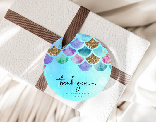 Rainbow Fish Thank You Gift Tags Rainbow Fish Birthday Thank You Tags Watercolor Mermaid Rainbow Under Sea Pastel First Birthday D10581