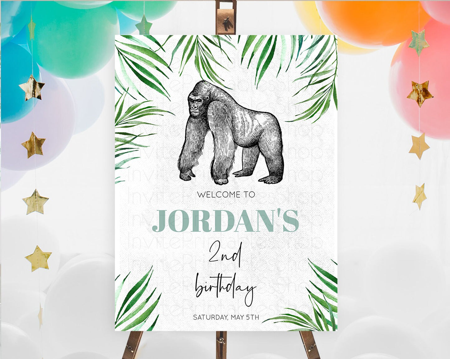 Gorilla Welcome Sign Gorilla Welcome Board Gorilla Party Welcome Poster Safari Adventure Decor Gorilla First Birthday Welcome Sign D10846