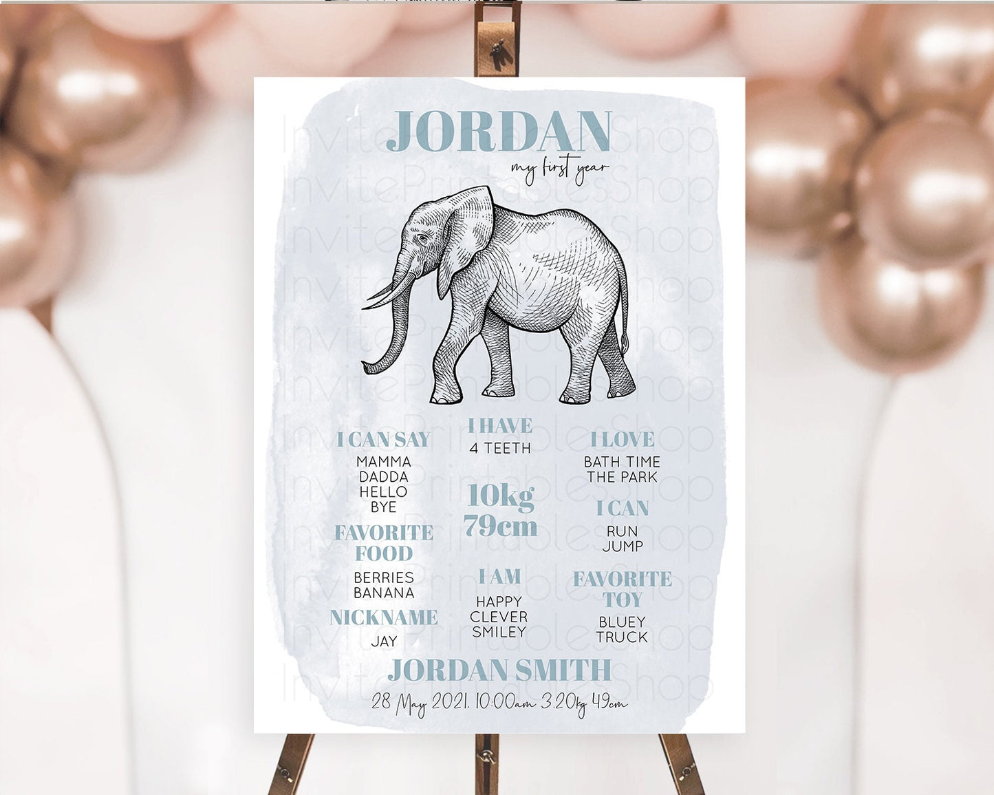 Elephant First Birthday Milestone Board Elephant Milestone Poster One Wild Year Safari Adventure Elephant Zoo Birthday Welcome Sign D10811