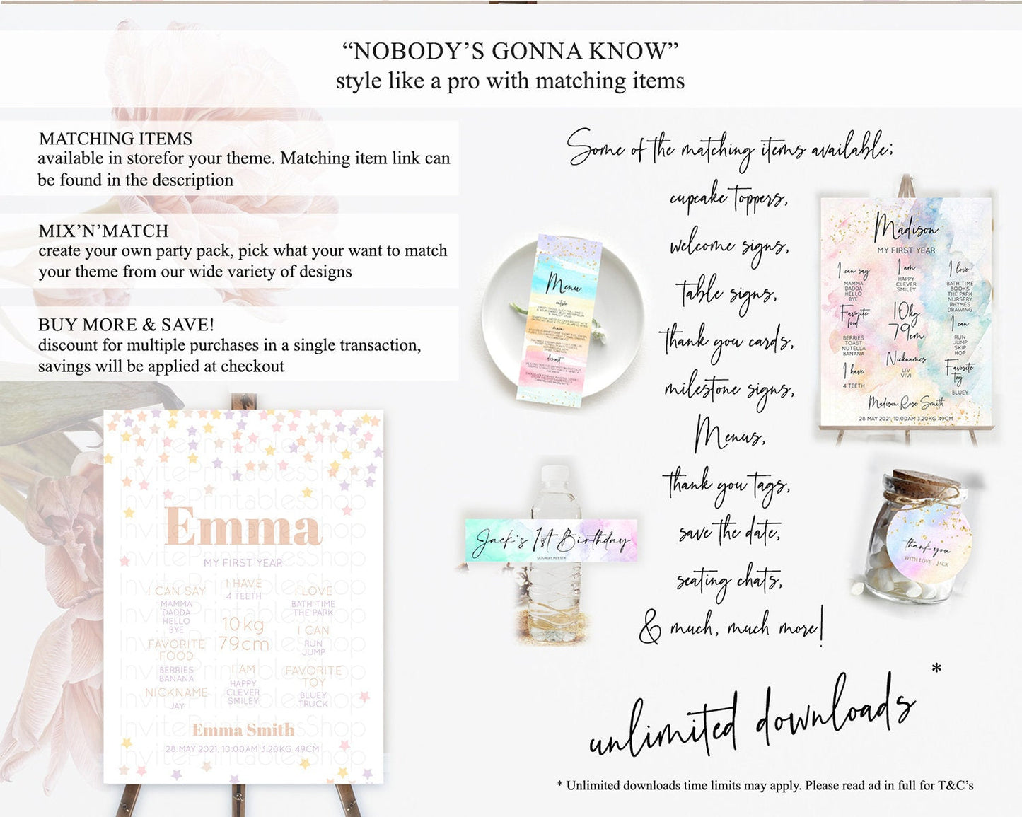 Star First Birthday Milestone Poster Pastel Stars Milestone Shooting Star Rainbow Colorful Confetti Twinkle Little Star 1st Birthday D10810