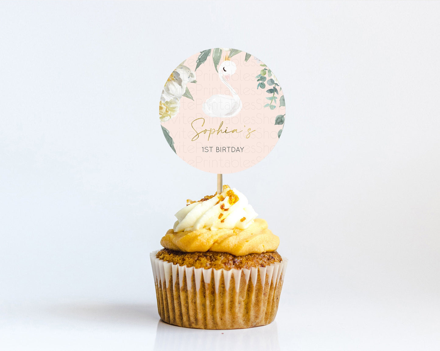 Editable Swan Cupcake Toppers Swan Princess Ballet Cupcake Watercolour Paste