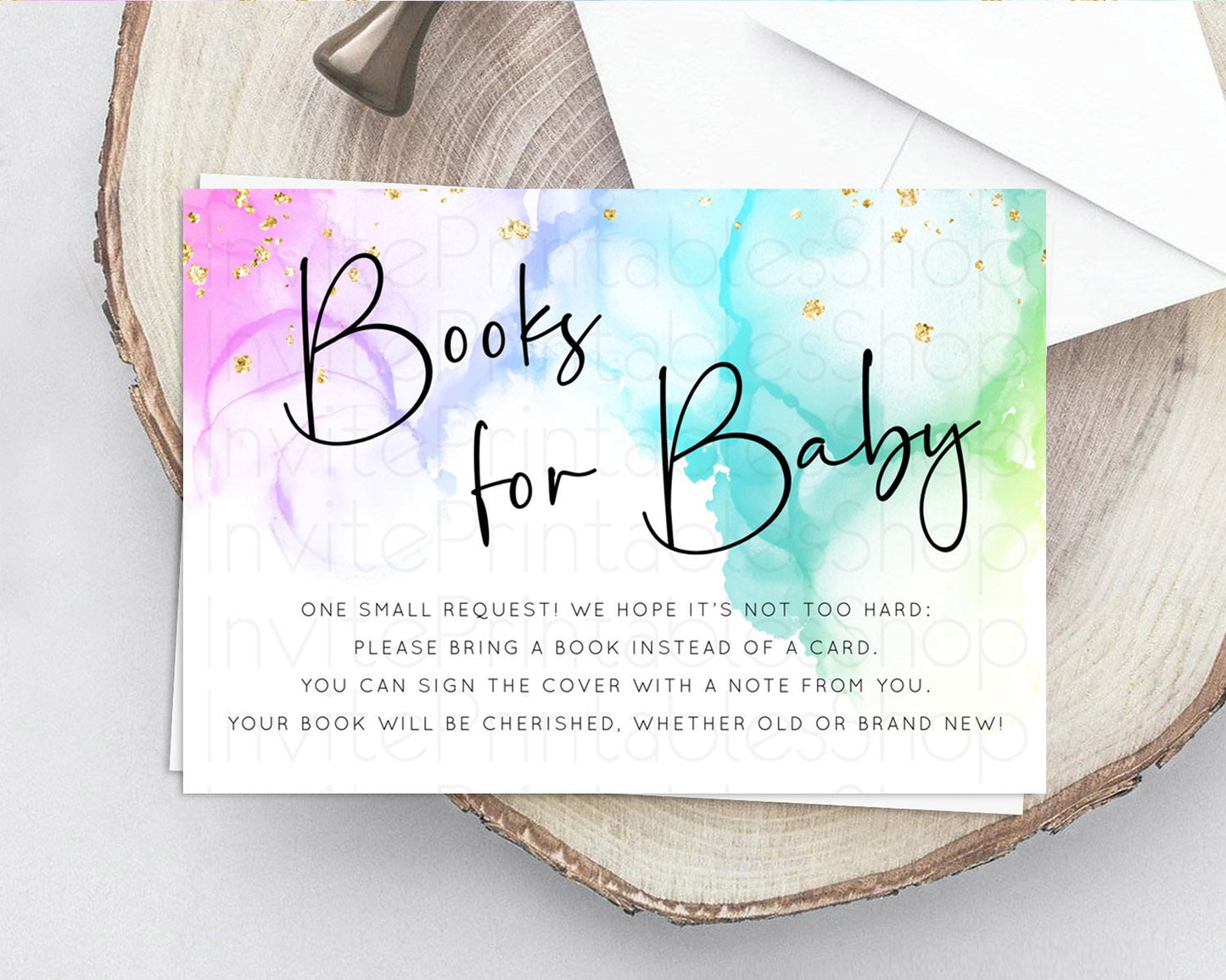 Editable Pastel Books For Baby Card Pastel Rainbow Book Insert Colorful Ombr