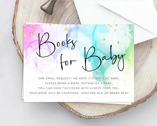 Editable Pastel Books For Baby Card Pastel Rainbow Book Insert Colorful Ombr