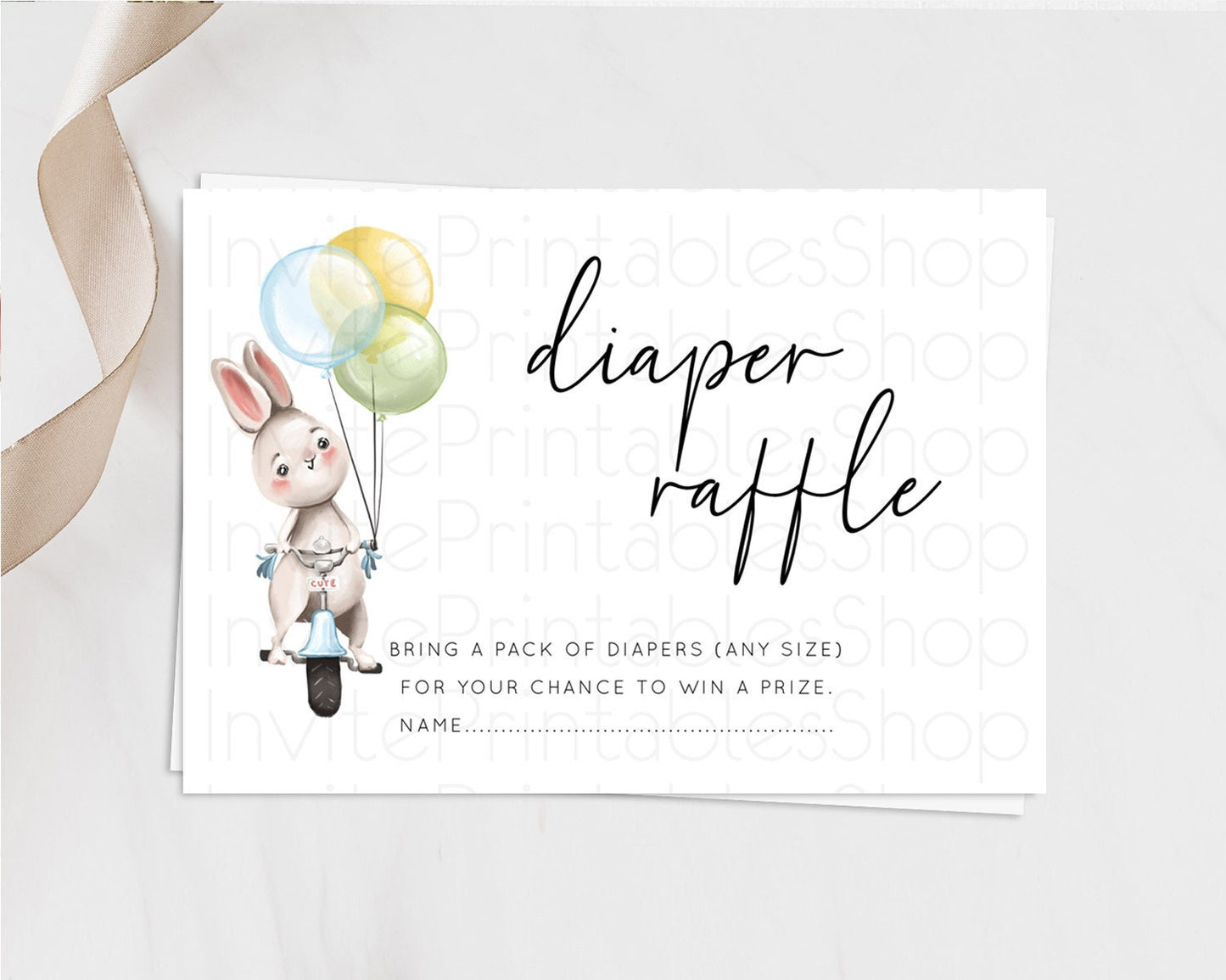 Bunny Balloon Diaper Raffle Pastel Balloon Diaper Raffle Insert Colorful Pastel Confetti Bunny Diaper Ticket Sprinkles Raffle Game D10783