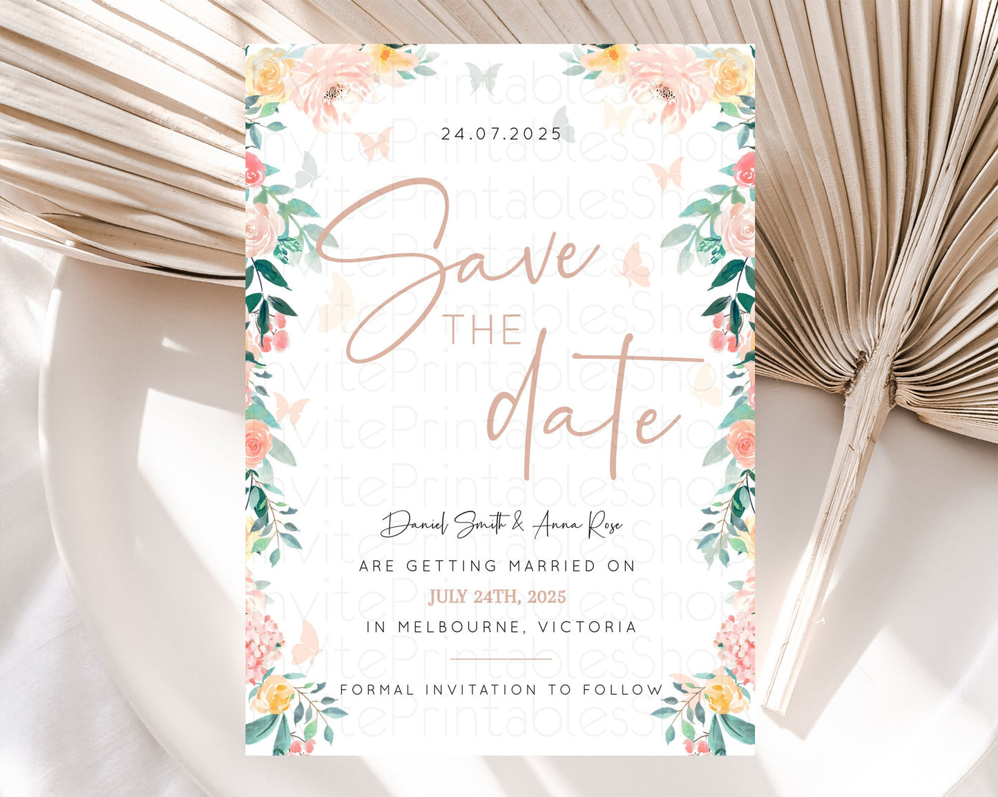 Wildflower Save The Date Template Secret Garden Save The Date Pastel Floral Garden Party Boho Flowers Birthday Baby Shower Wedding D10706