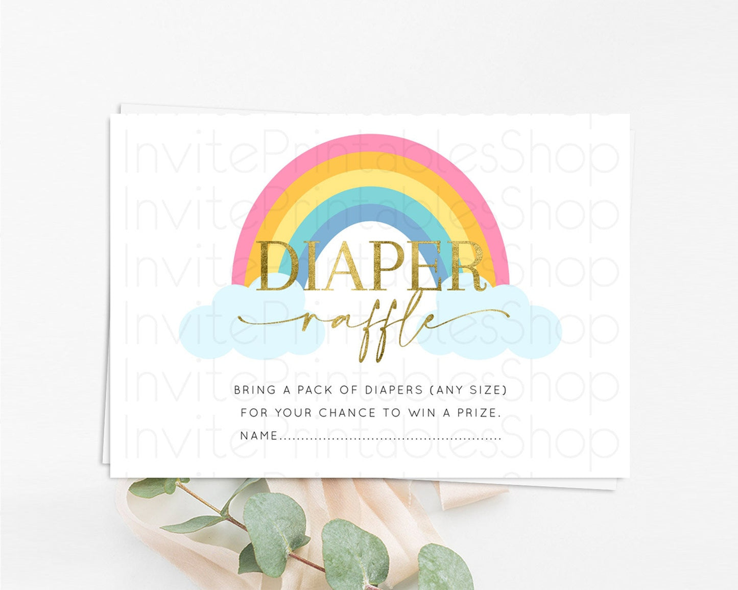 Pastel Rainbow Diaper Raffle Card Boho Rainbow Diaper Insert Boho Rainbow Diaper Ticket Pastel Watercolor Baby Shower Raffle Game D10123