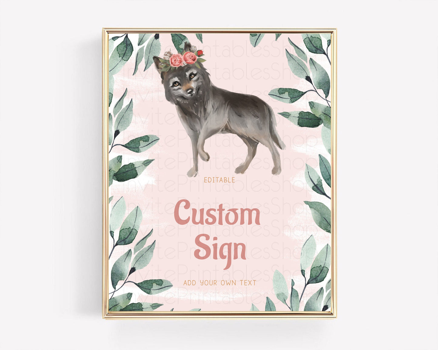 Wolf Sign Wolf Table Sign Decor Pastel Floral Wolf Party Forest Adventure Wilderness Theme Birthday Baptism Christening Baby Shower D10535