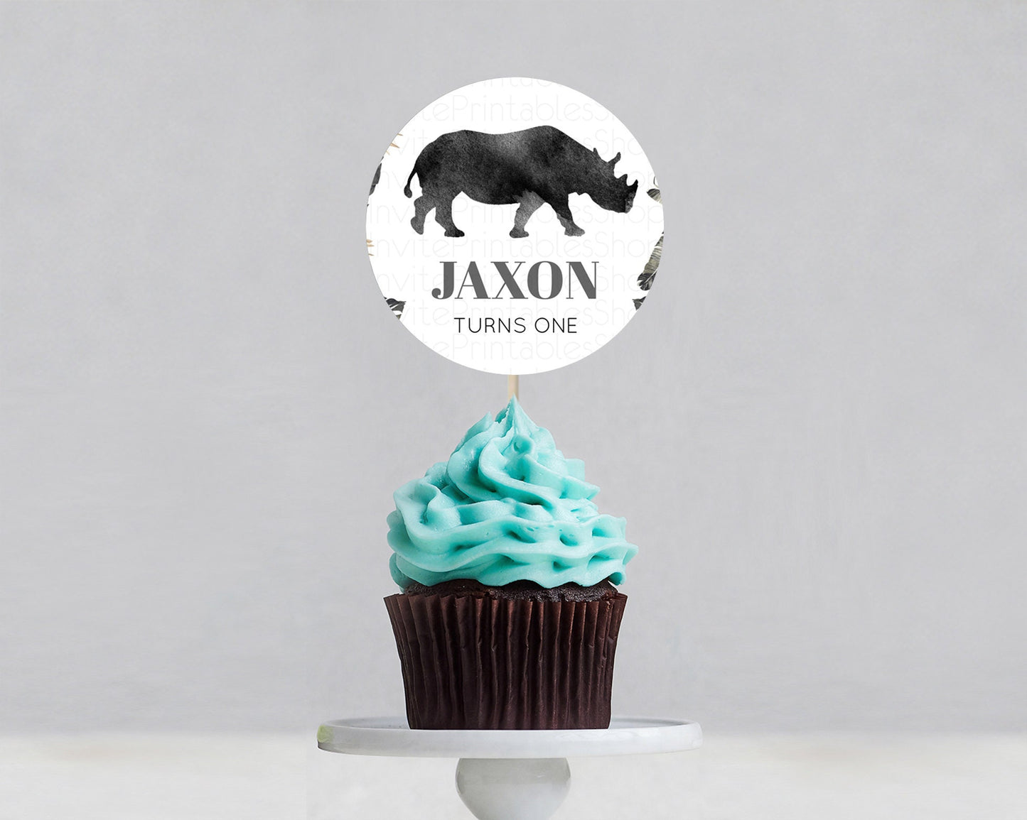 Rhino Cupcake Toppers Rhino Cupcake Rhino Take A Cupcake Toppers Rhino Safari Adventure Decor Zoo Party Rhino Palm Leaf Décor D10805