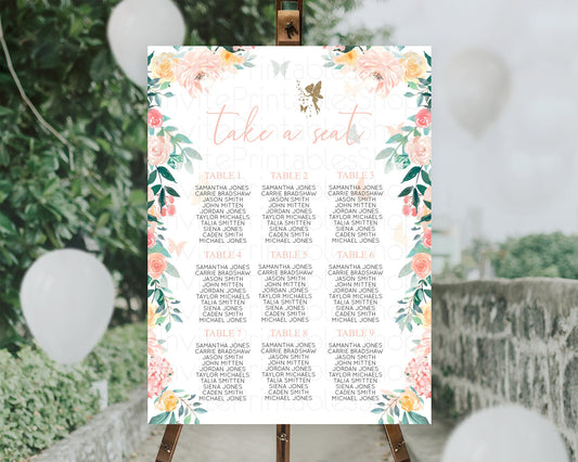 Editable Fairy Seating Chart Pastel Fairy Seating Chart Fairy Tea Party Fair