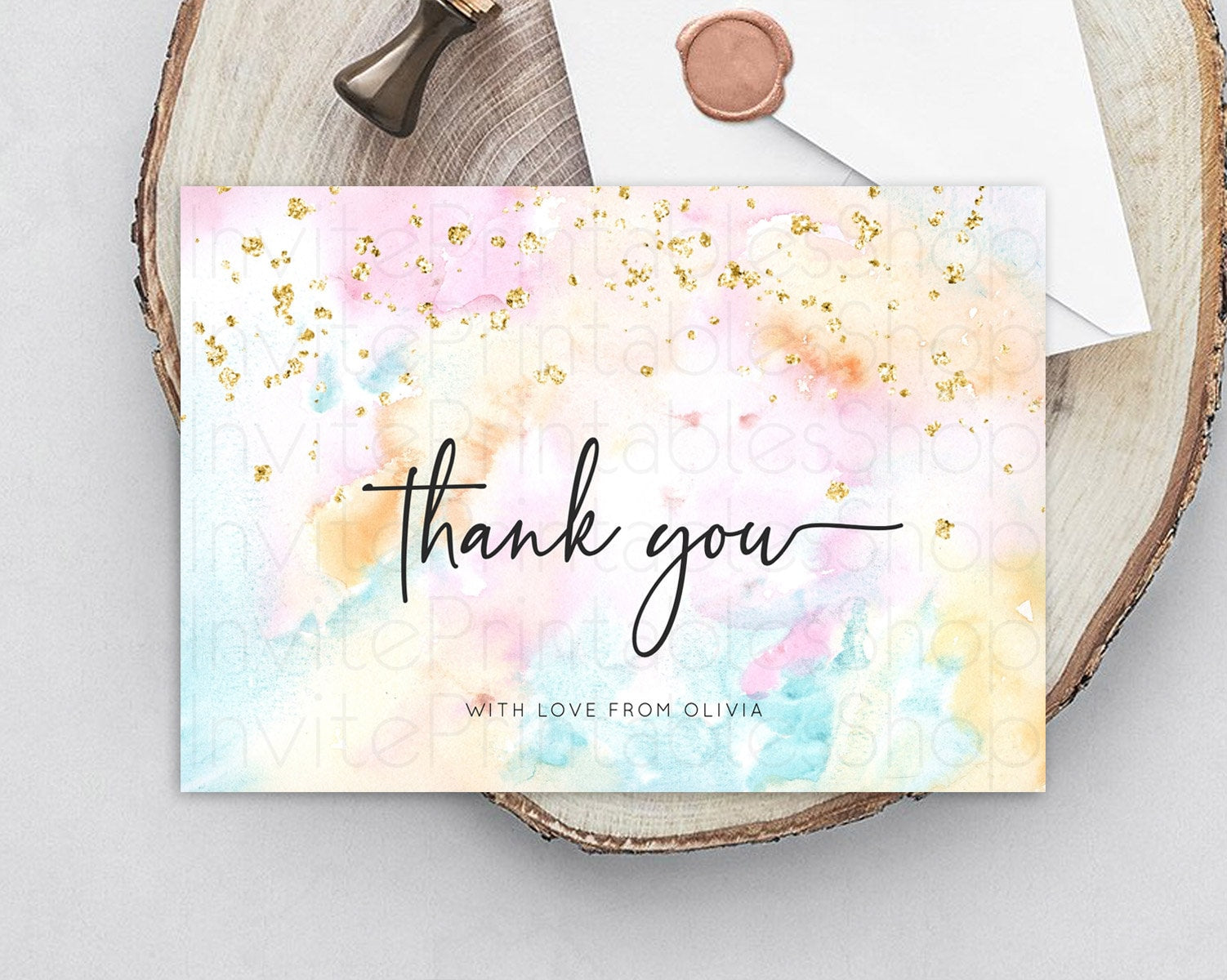 Editable Pastel Thank You Rainbow Thank You Card Colorful Pastel Birthday Th