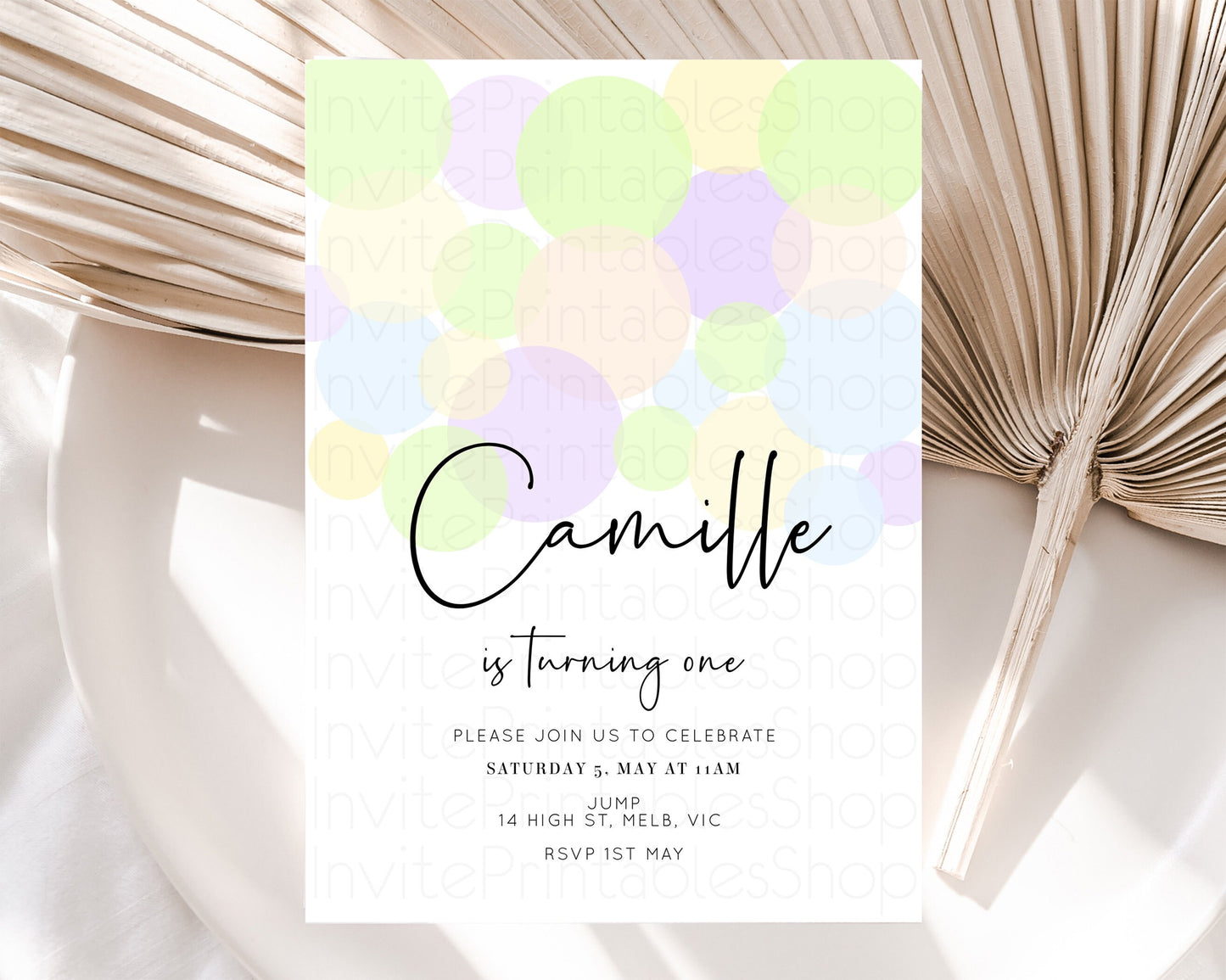 Bubbles Birthday Invitation Rainbow Confetti Invite Pastel Sprinkles Invite Pastel Colorful Art Fun Simple Birthday Invite 1st 2nd 3rd 208