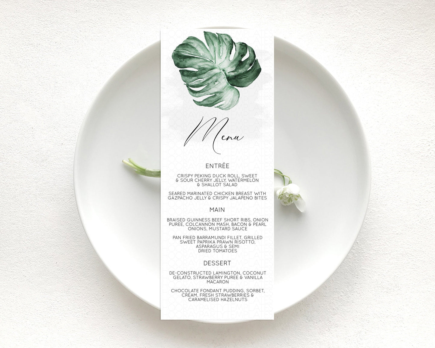 Editable Tropical Menu Template Tropical Menu Palm Leaf Fern Table Decor Fra