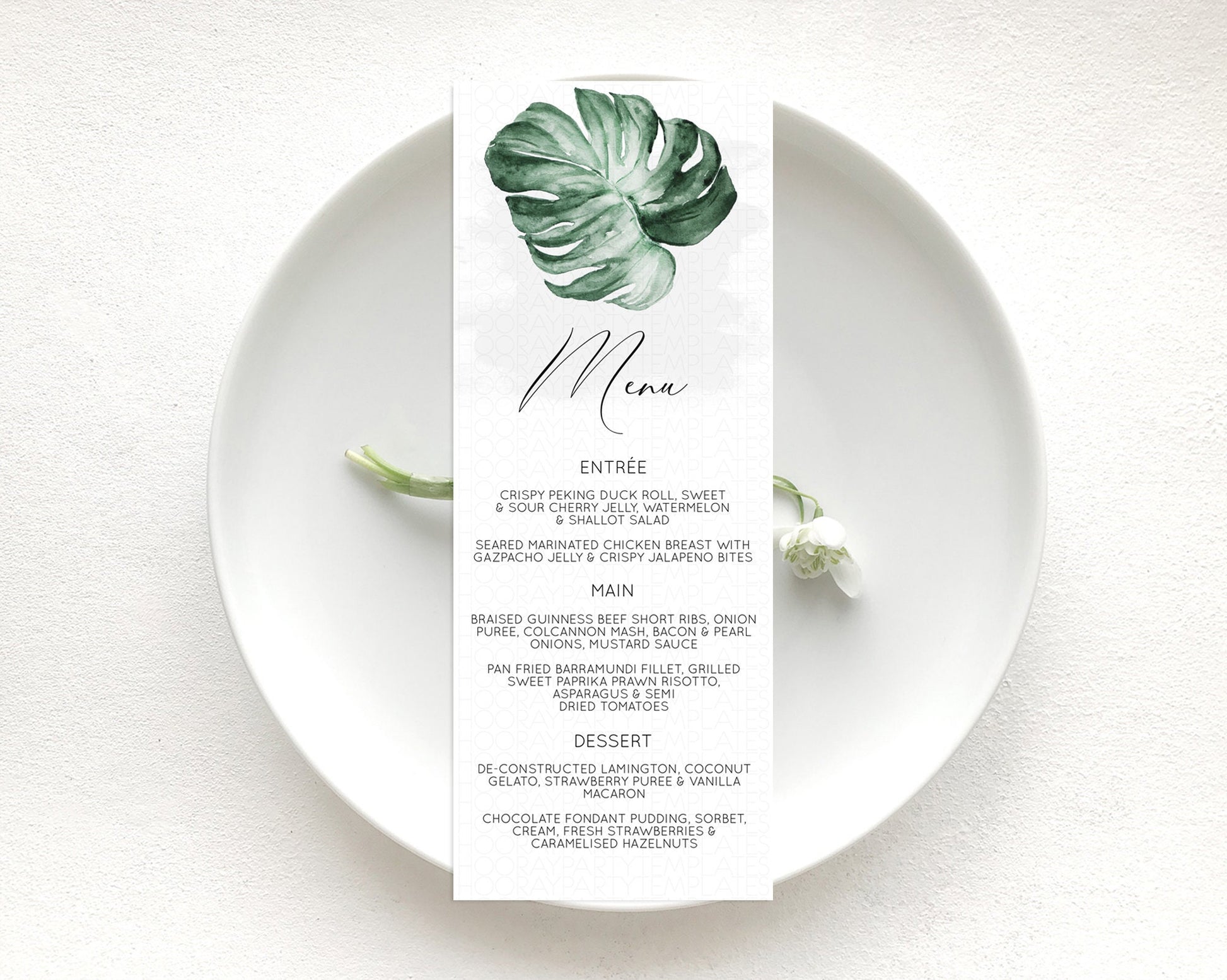 Editable Tropical Menu Template Tropical Menu Palm Leaf Fern Table Decor Fra