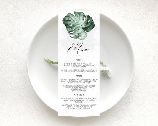 Editable Tropical Menu Template Tropical Menu Palm Leaf Fern Table Decor Fra