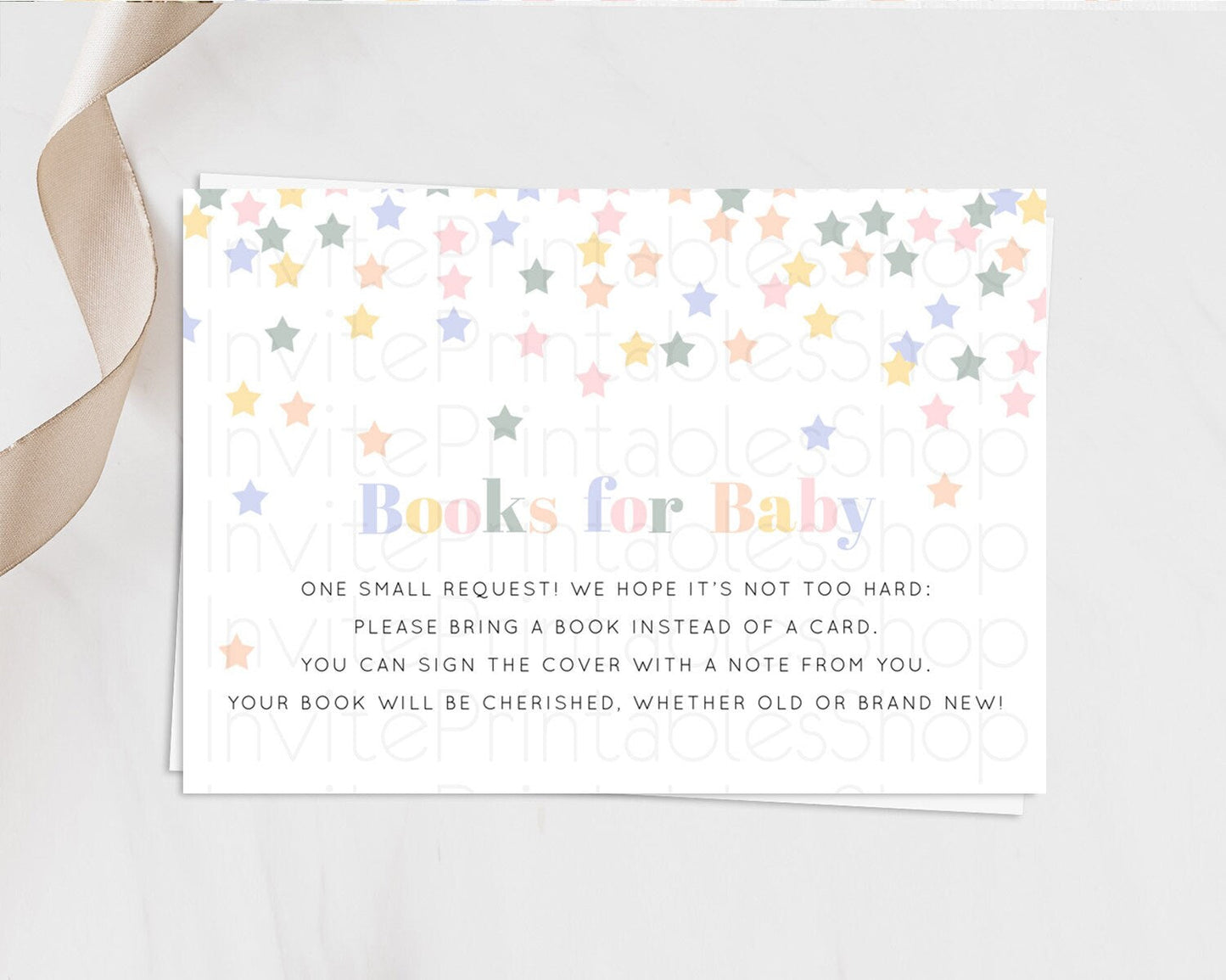 Pastel Star Books For Baby Card Shooting Star Book Insert Twinkle Little Star Book Card Rainbow Confetti Guests Book Poem Request D10795