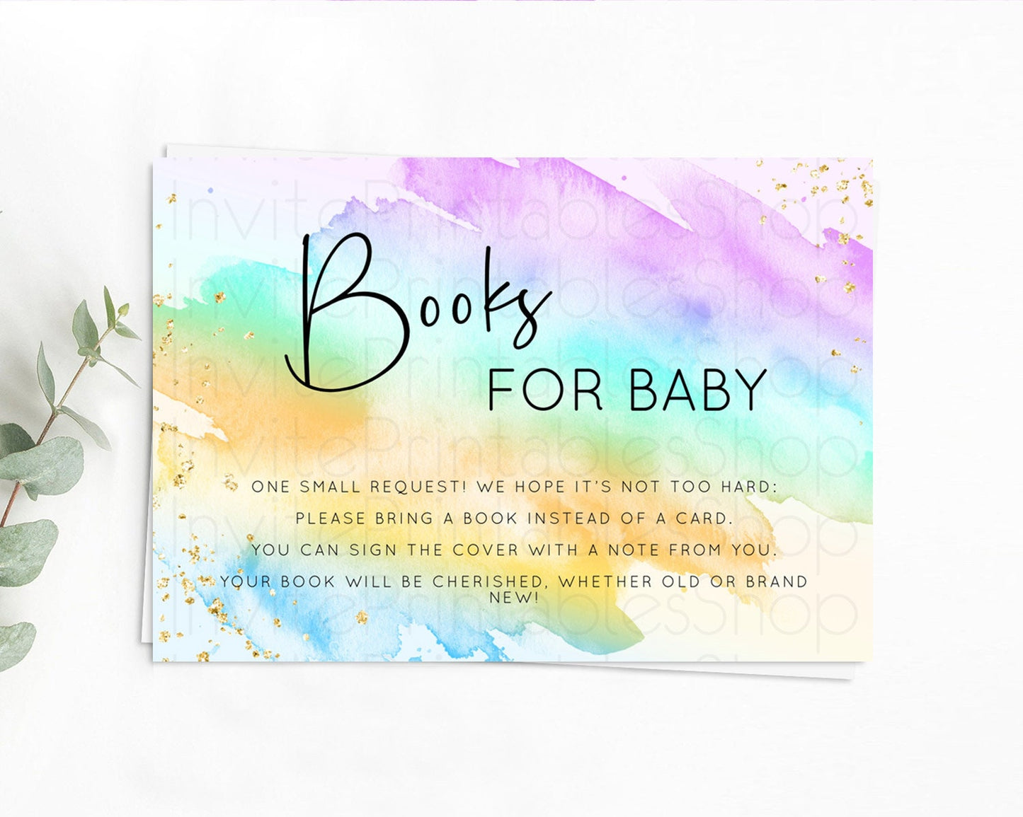 Pastel Books For Baby Card Pastel Rainbow Book Insert Colorful Ombre Watercolor Book Card Confetti Glitter Baby Book Poem Request D10427