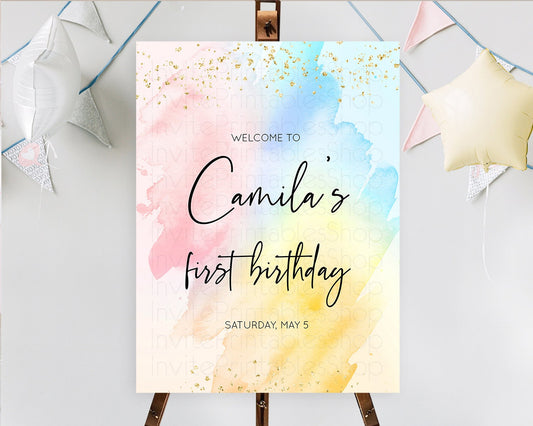 Editable Pastel Welcome Sign Pastel Rainbow Welcome Sign Colorful Rainbow Co