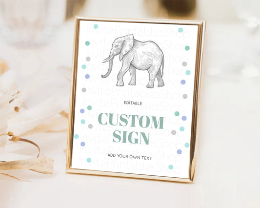 Editable Elephant Sign Elephant Safari Adventure Party Table Sign Decor Drie