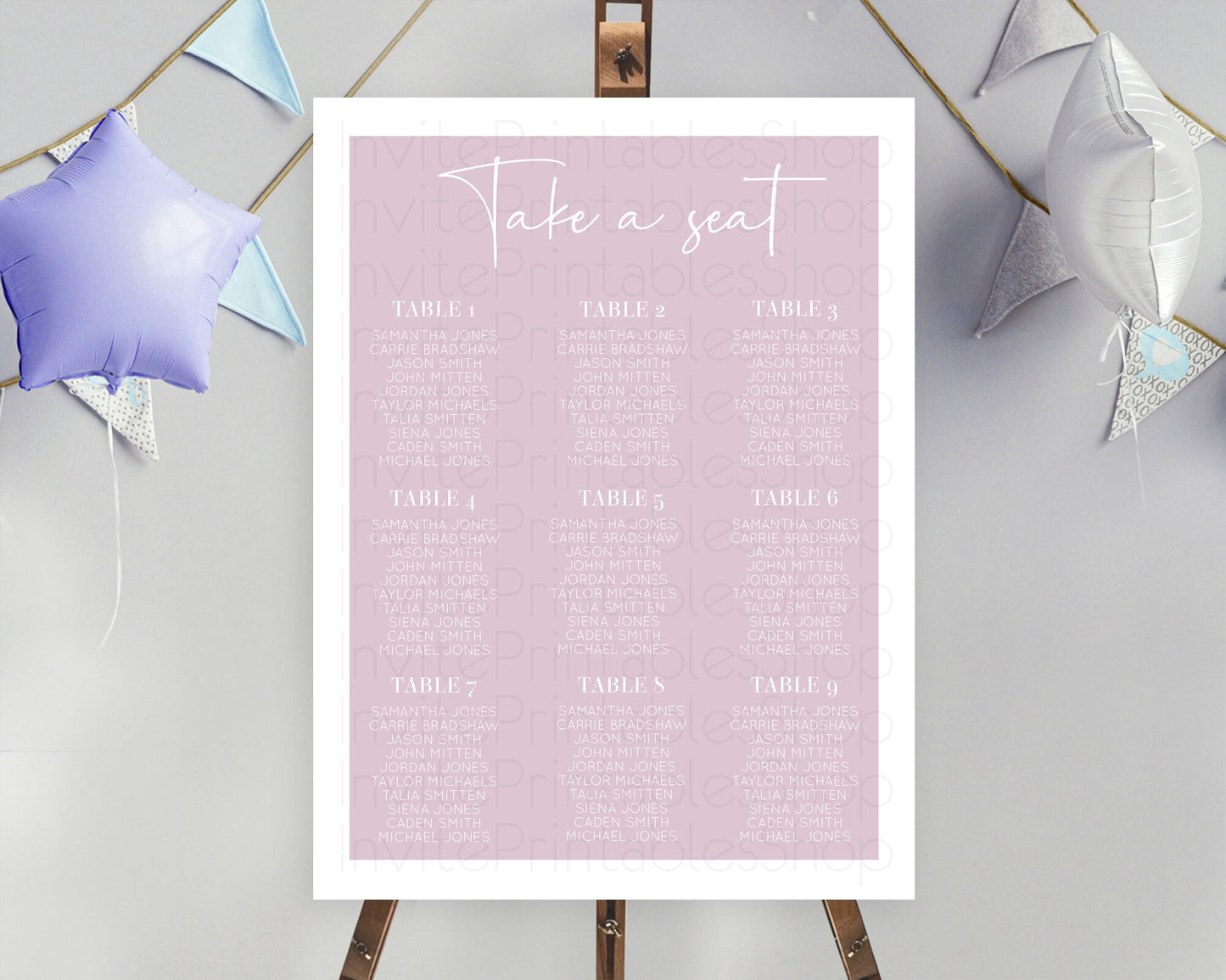 Pink Seating Chart Plain Pink Seating Sign Minimalist Pink Seating Sign Pastel Pink Table Number Sign Take A Seat Blue Décor D10940