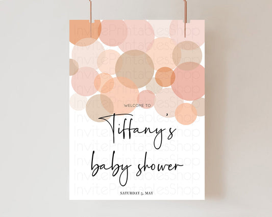 Editable Orange Baby Shower Welcome Board Confetti Welcome Sign Pastel Ombre