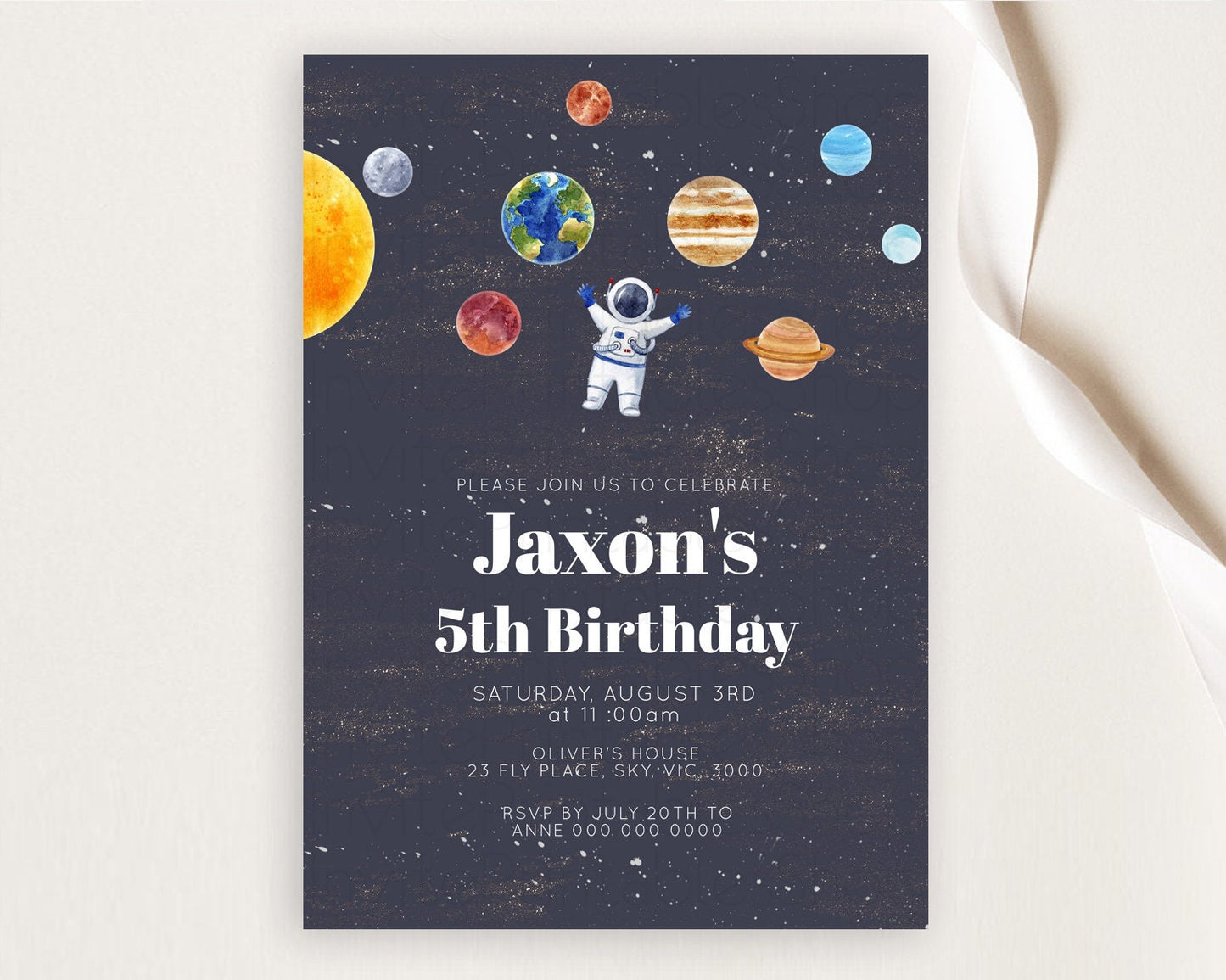 Space Birthday Invitation Space 1st Birthday Invites First Trip Around the Sun Invite Sky Stars Planets Milkyway Solar System Invite D10144