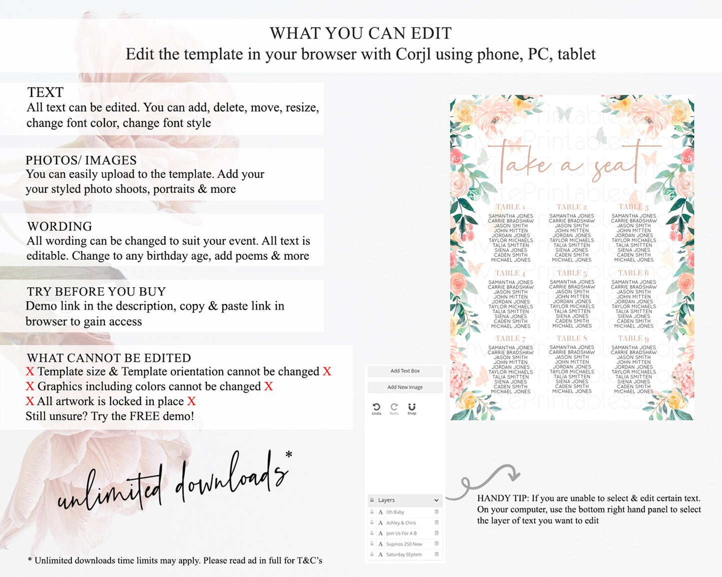 Secret Garden Seating Chart Wildflower Seating Chart Pastel Flowers Seating Chart Enchanted Garden Boho Floral Take A Seat Décor D10706