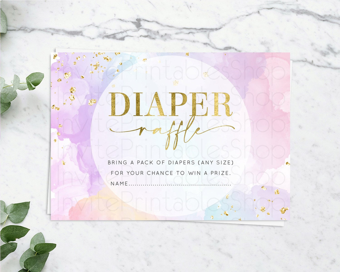 Pastel Diaper Raffle Card Pastel Rainbow Diaper Raffle Insert Colorful Ombre Watercolor Diaper Ticket Confetti Glitter Raffle Game D10623