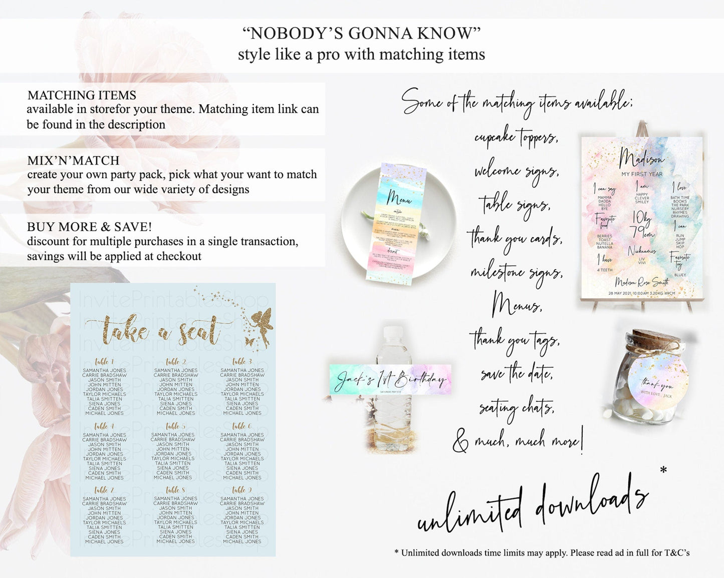 Fairy Seating Chart Pastel Fairy Seating Chart Fairy Tea Party Fairy Garden Seating Sign Enchanted Garden Floral Butterfly Decor D10907