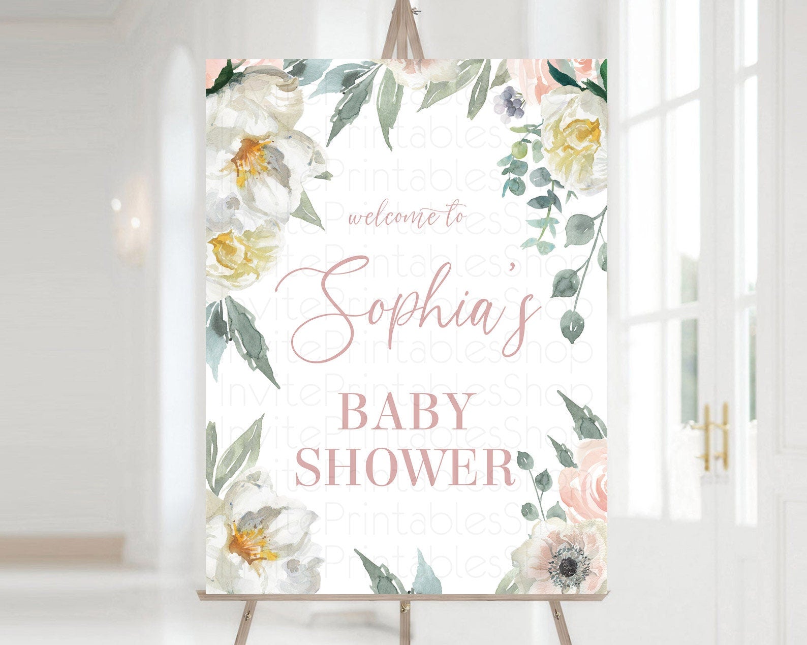 Editable Secret Garden Baby Shower Welcome Sign Wildflower Welcome Board Pas