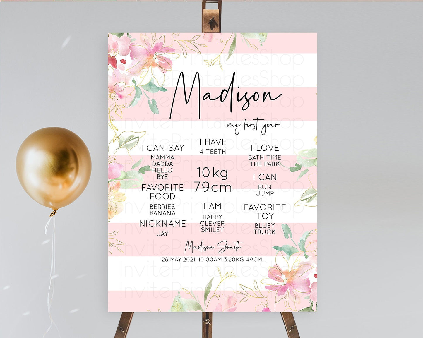 Secret Garden Milestone Board Wildflower First Birthday Milestone Poster Pastel Flowers Milestone Boho Wildflower 1st Birthday Sign D10300