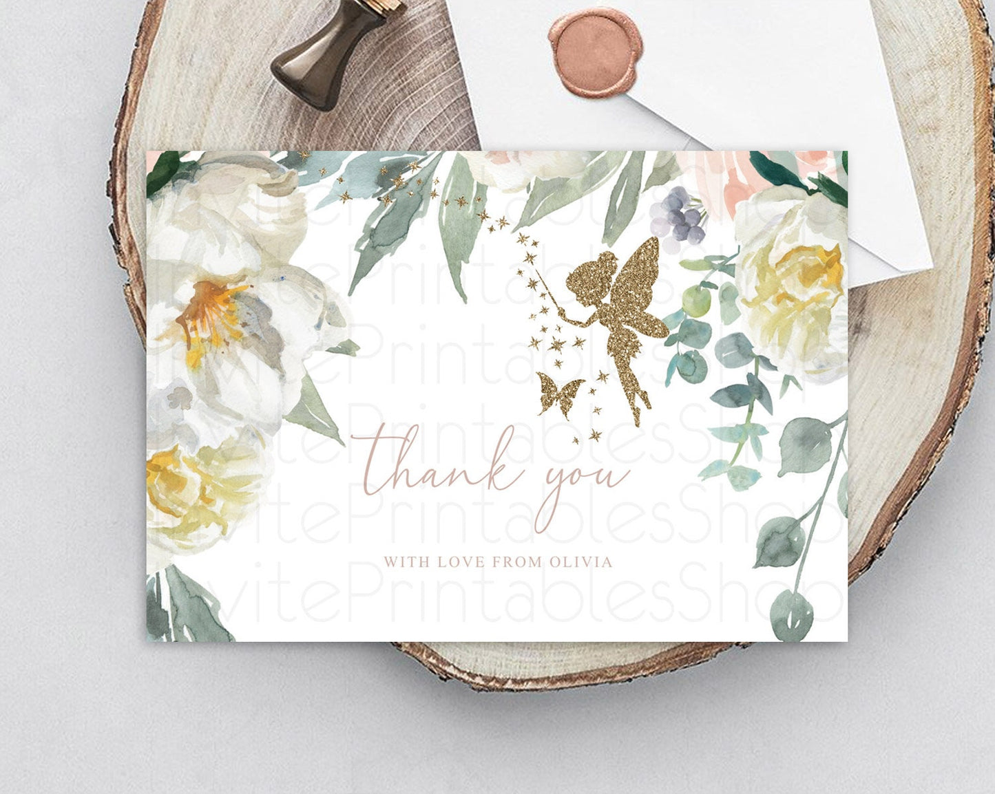 Fairy Thank You Fairy Thank You Card Enchanted Garden Pastel Butterfly Birthday Thank You Floral Secret Garden Teacher Thank You D10800