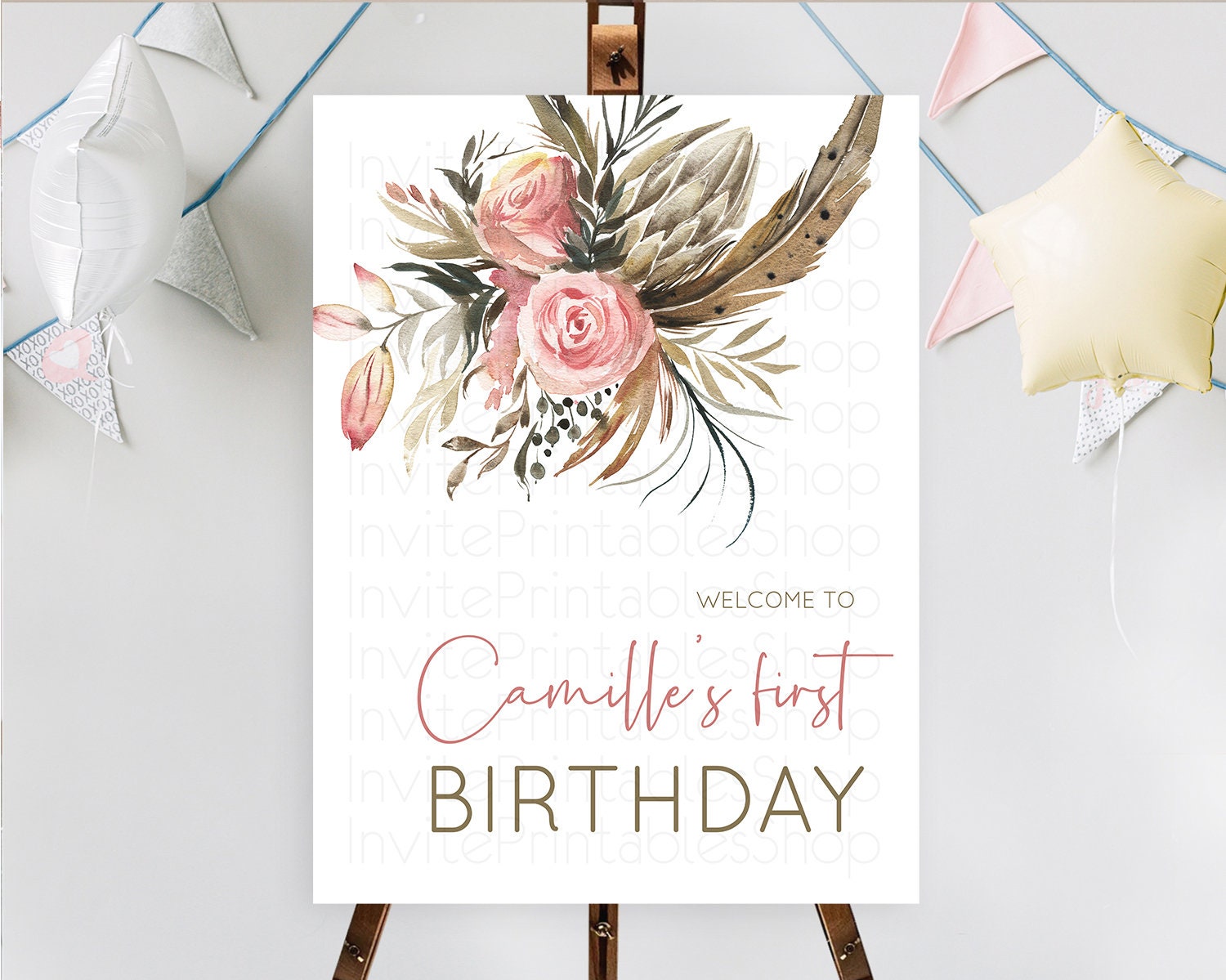 Editable Secret Garden Welcome Sign Wildflower Welcome Board Pastel Flower G