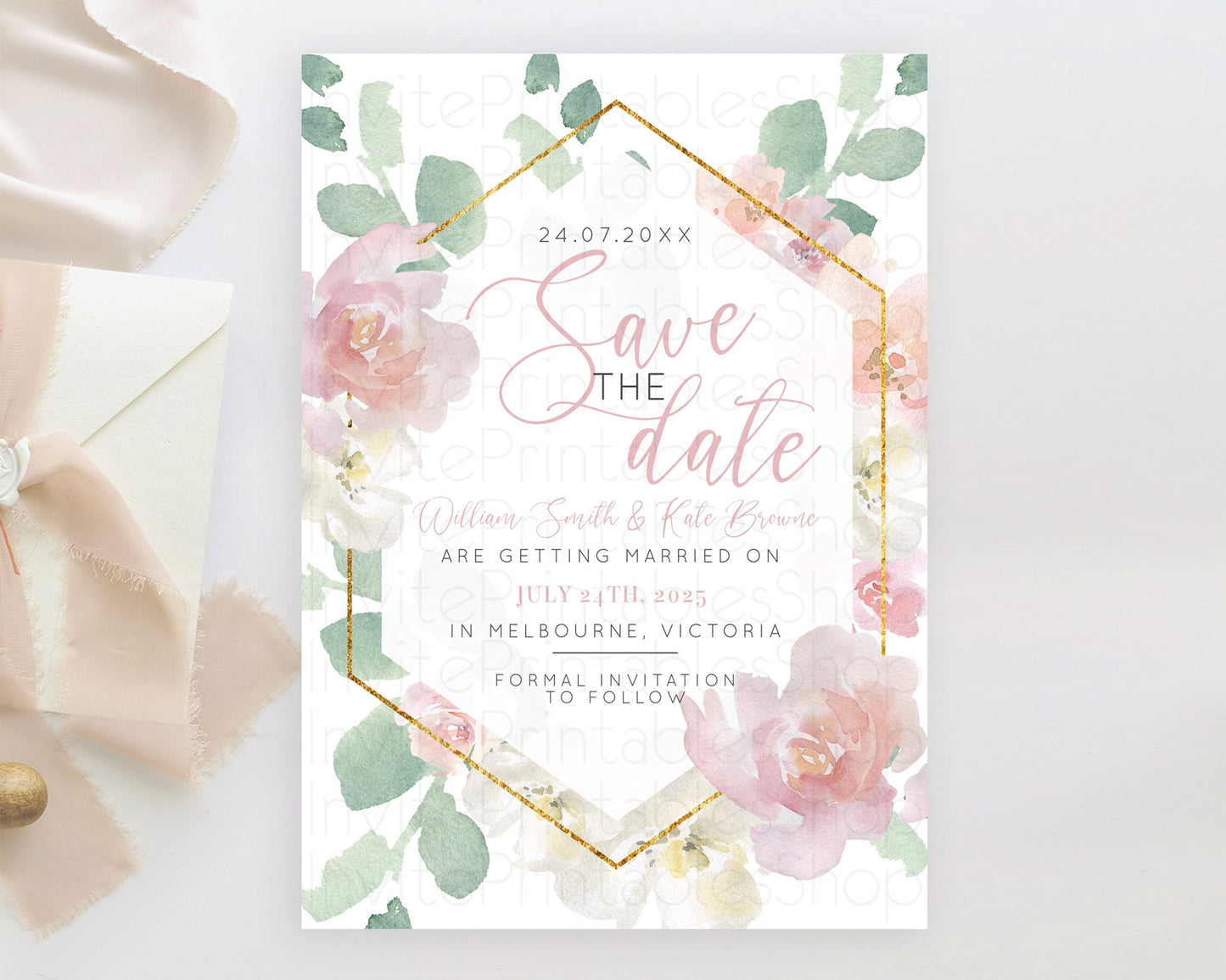 Wildflower Save The Date Template Secret Garden Save The Date Pastel Floral Garden Party Boho Flowers Birthday Baby Shower Wedding D10965