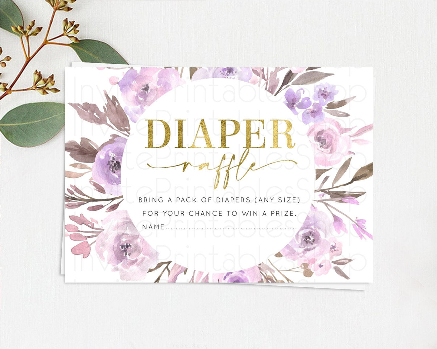 Secret Garden Diaper Raffle Card Boho Wildflower Diaper Raffle Insert Pastel Flower Garden Baby Shower Card Flower Raffle Game D10201