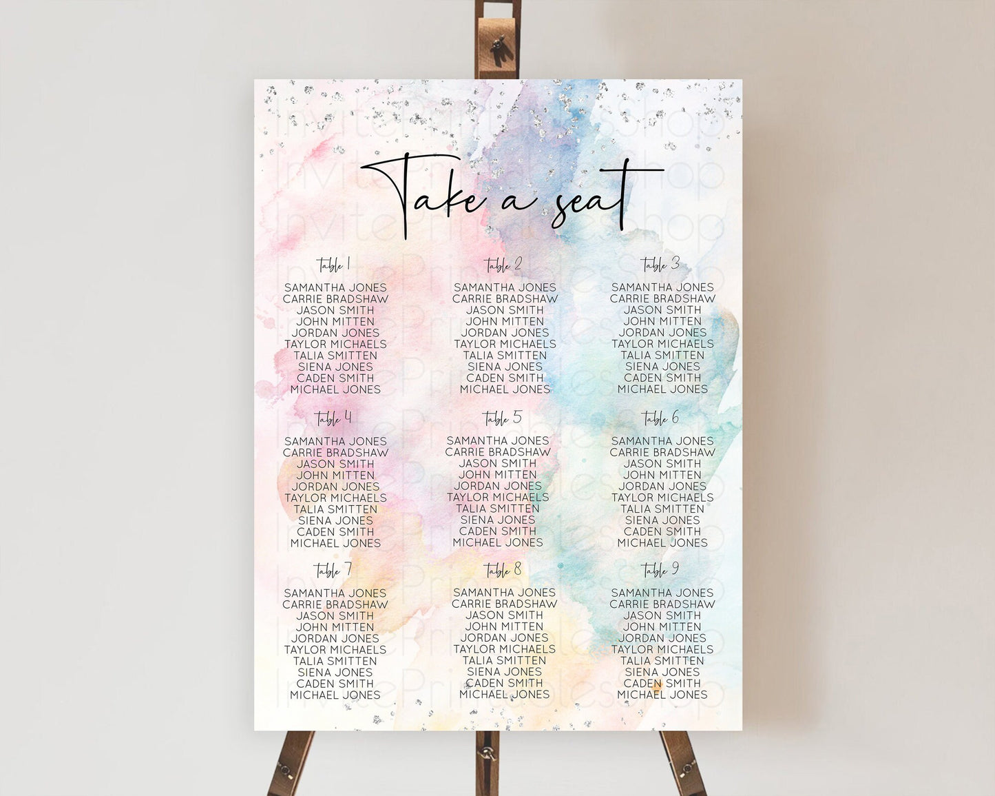 Rainbow Seating Chart Pastel Seating Chart Silver Sprinkles Colorful Pastel Watercolor Seating Sign Ombre Pastel Take A Seat D10945