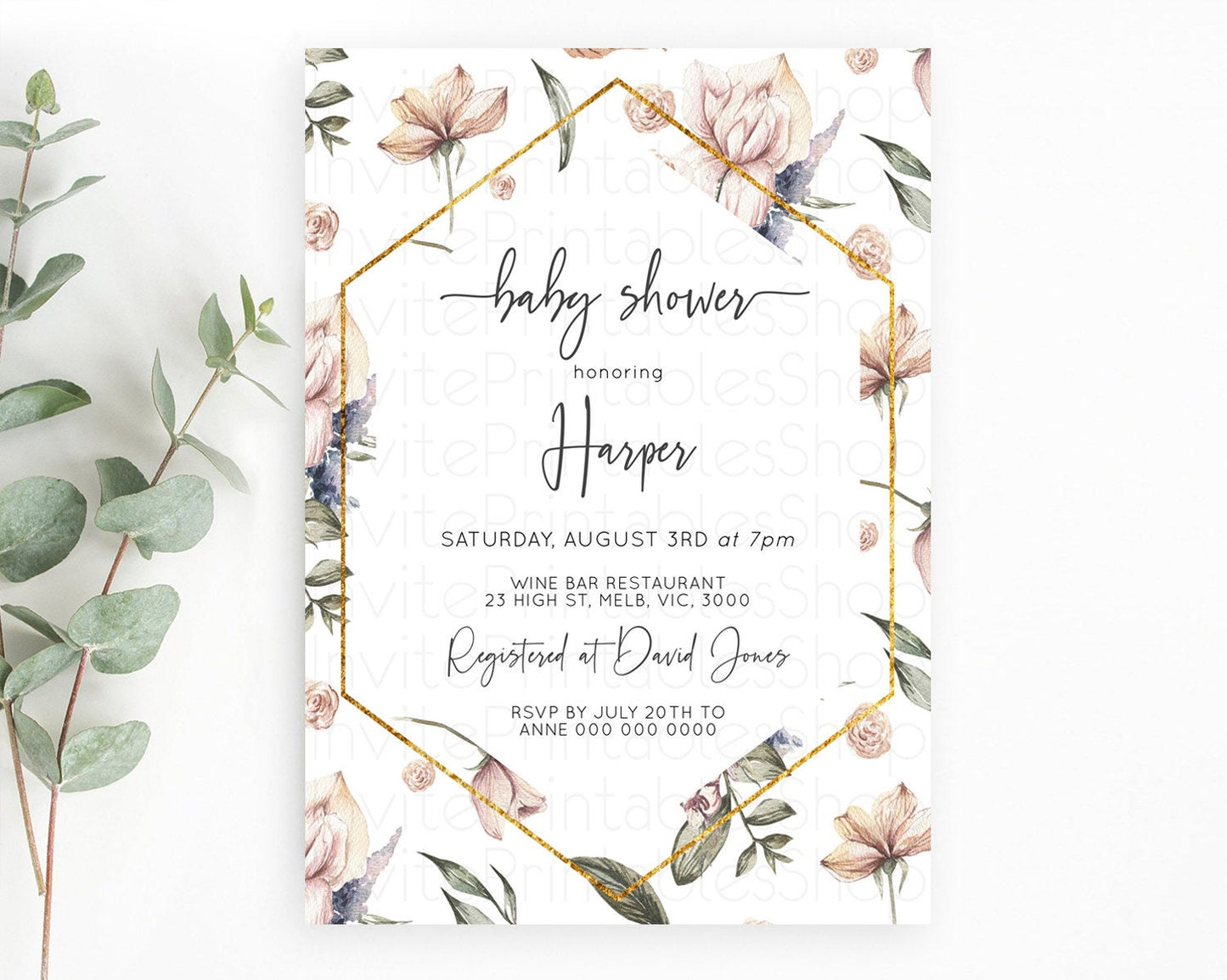 Wildflower Baby Shower Invitation Secret Garden Baby Shower Invitation Pastel Flowers Invite Enchanted Garden Shower Floral Theme D10504