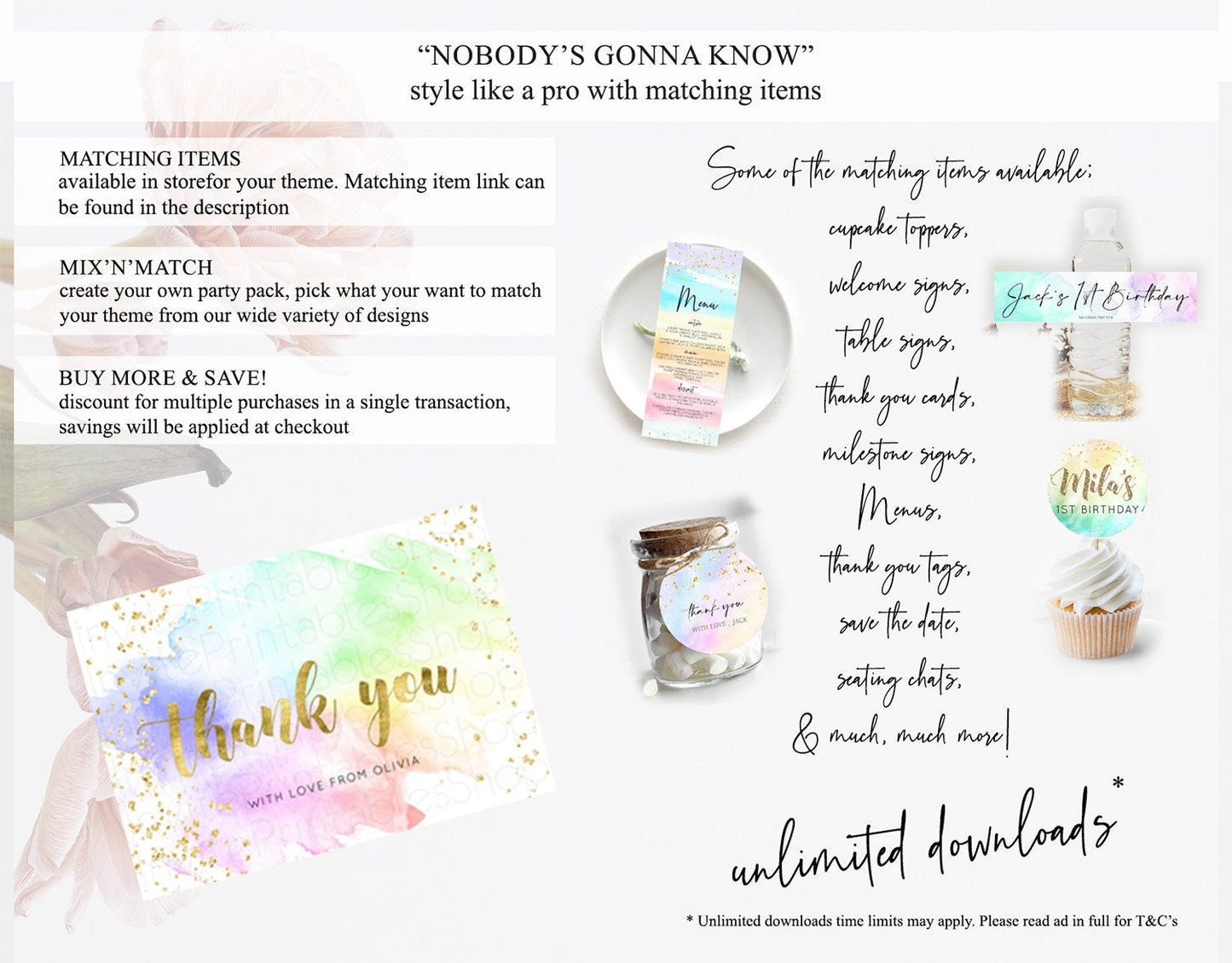 Pastel Thank You Rainbow Thank You Card Colorful Pastel Birthday Thank You Card Confetti Watercolor Pastel Teacher Thank You Cards D10876
